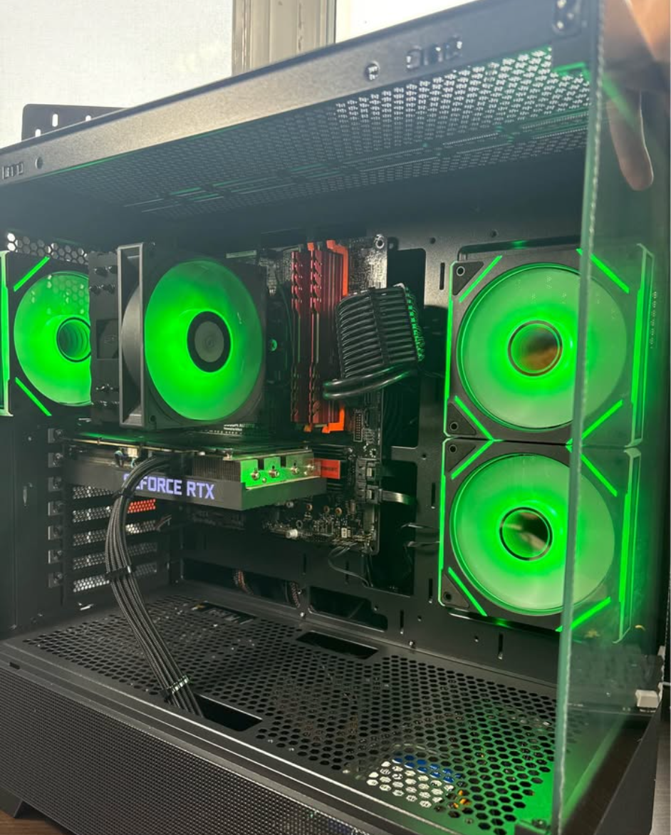 Custom Gaming PC with green RGB lighting – RTX 3060