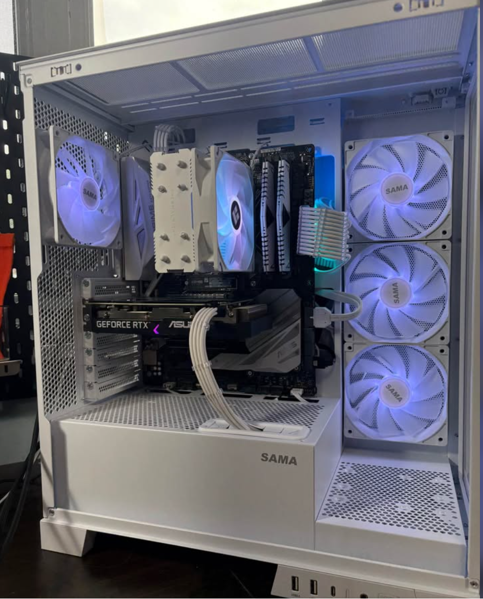 Custom gaming PC full build in SAMA V50 white case with RGB lighting